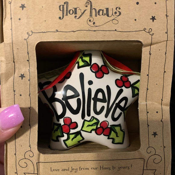 🎄NWT- “BELIEVE” puffed star Christmas Ornament! - Picture 2 of 3